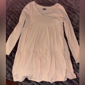 Pale pink long sleeve ribbed dress